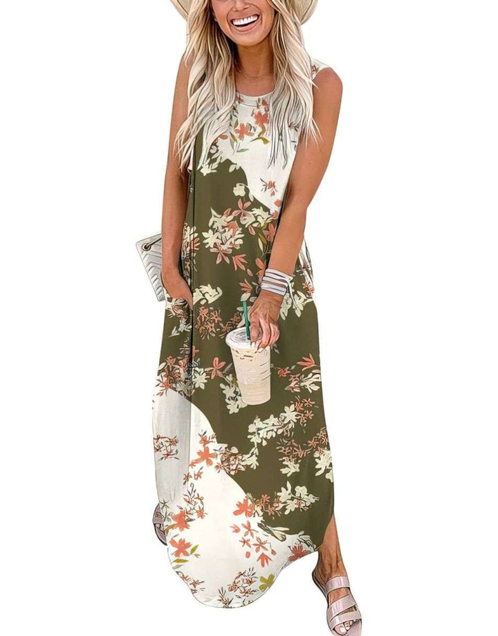 ANRABESS Women's Loose Sleeveless Maxi Beach Dress