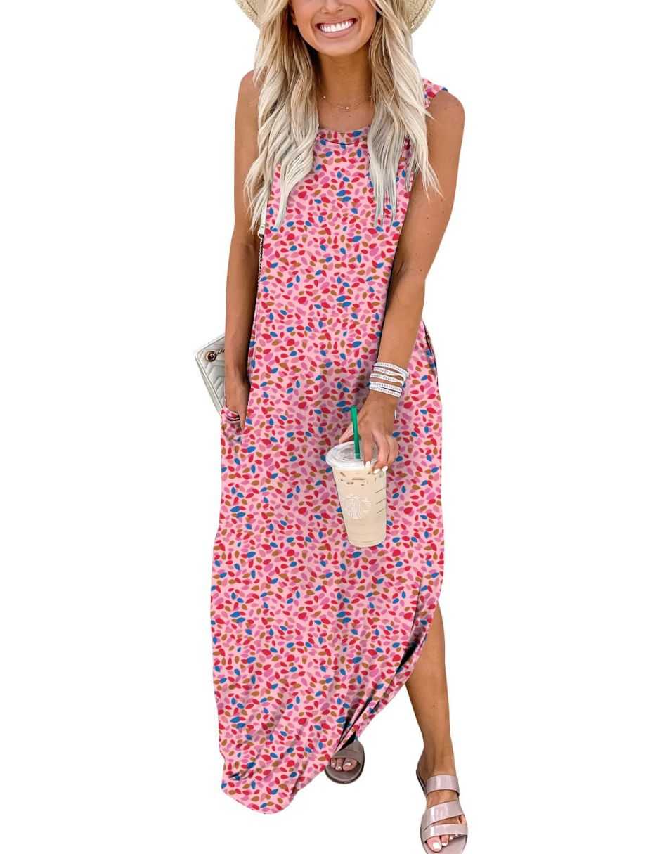 ANRABESS Women's Loose Sleeveless Maxi Beach Dress