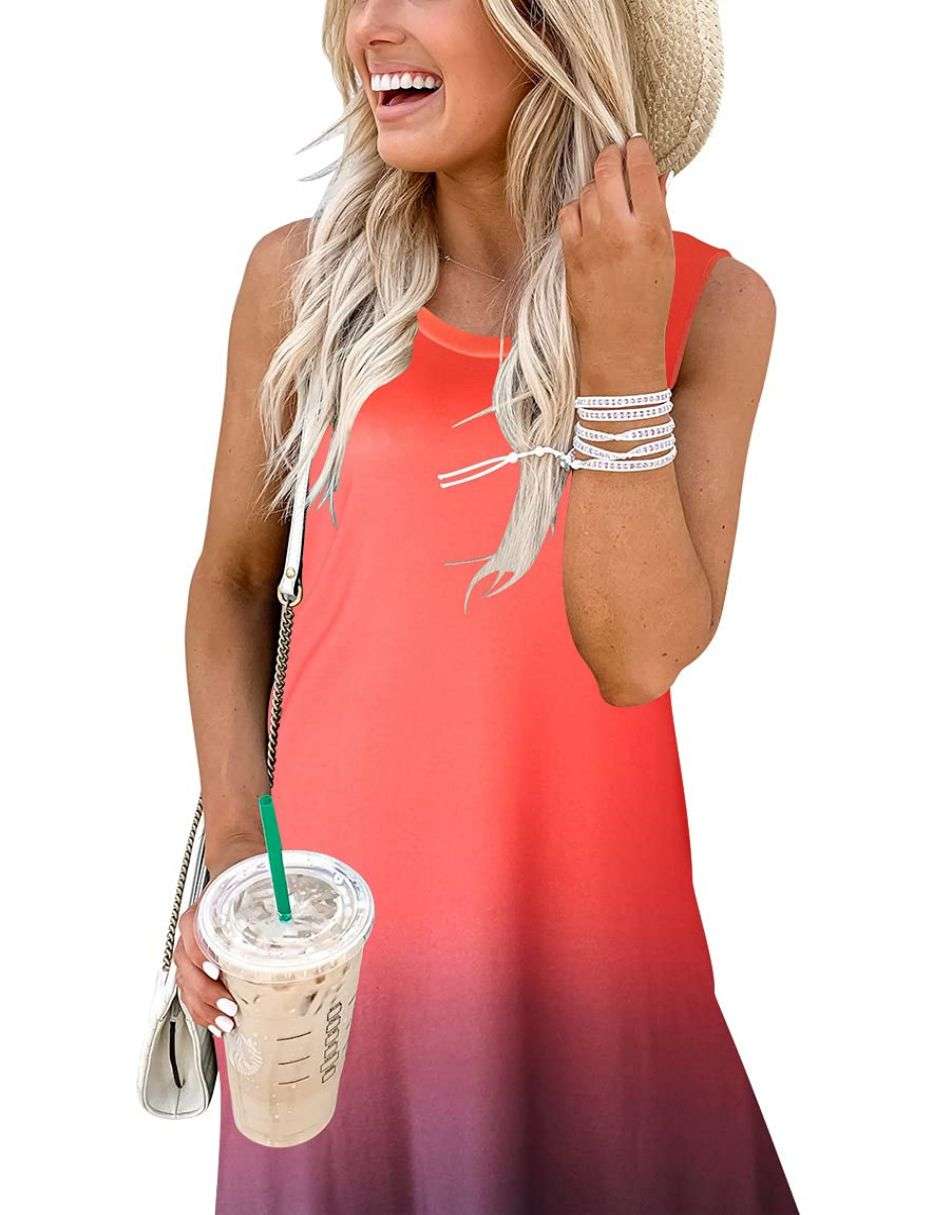 ANRABESS Women's Loose Sleeveless Maxi Beach Dress