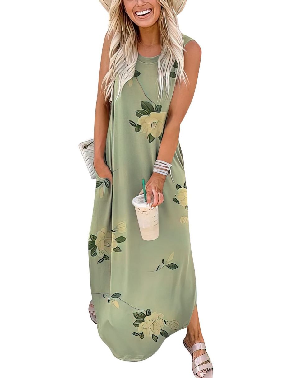 ANRABESS Women's Loose Sleeveless Maxi Beach Dress