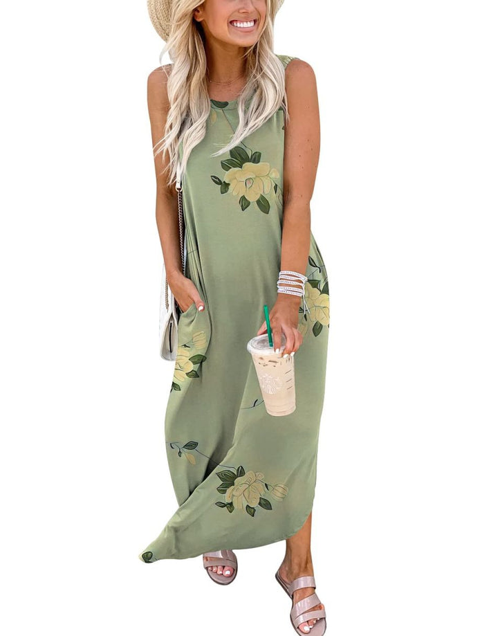 ANRABESS Women's Loose Sleeveless Maxi Beach Dress