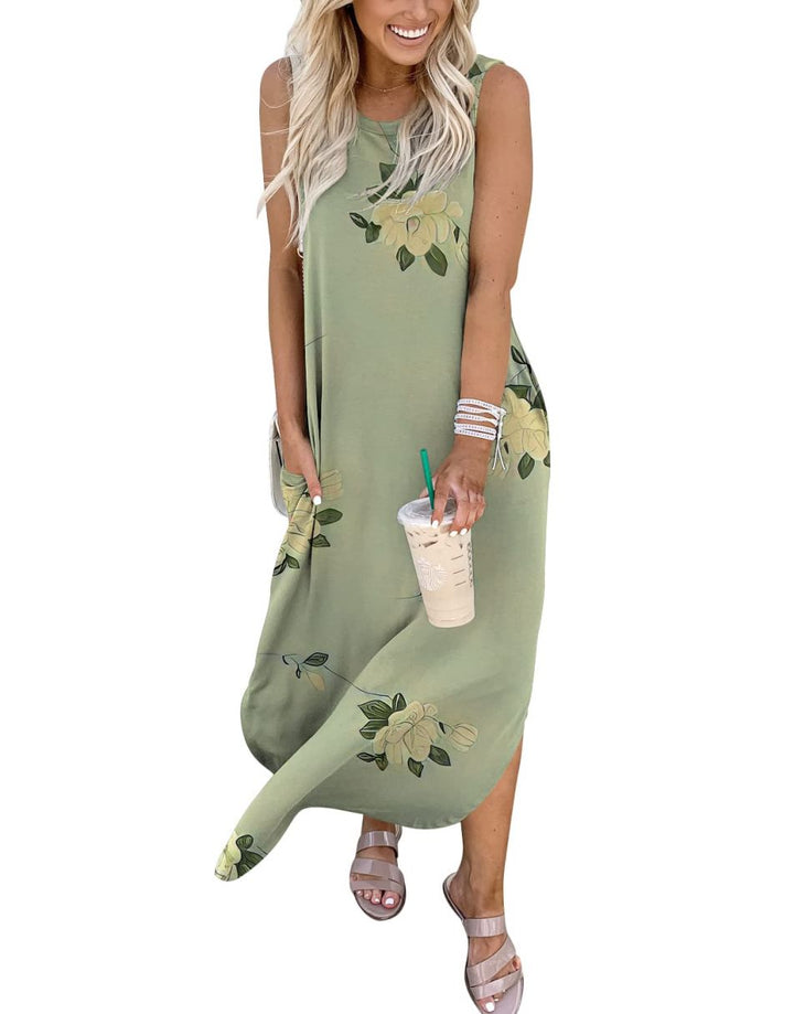 ANRABESS Women's Loose Sleeveless Maxi Beach Dress