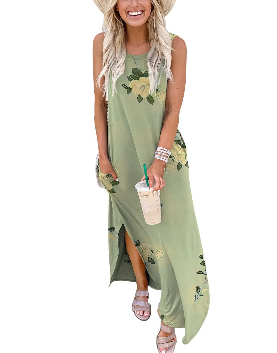 ANRABESS Women's Loose Sleeveless Maxi Beach Dress