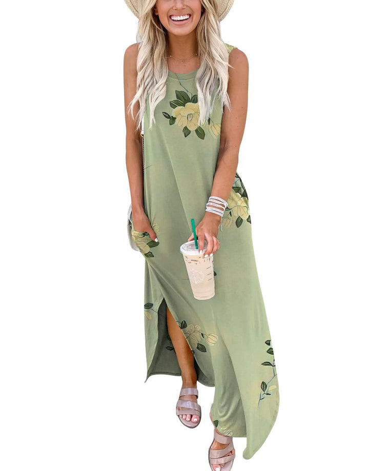 ANRABESS Women's Loose Sleeveless Maxi Beach Dress