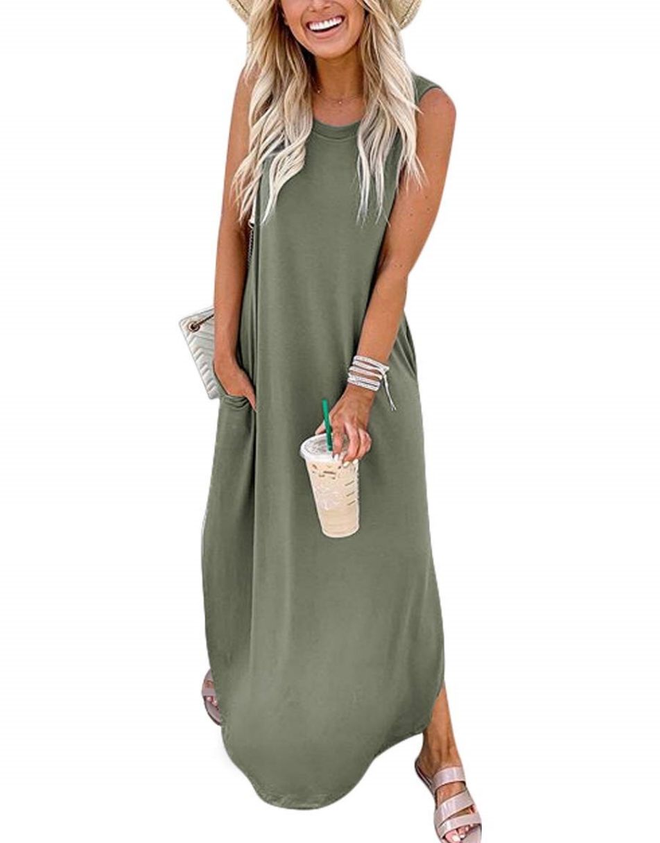 ANRABESS Women's Loose Sleeveless Maxi Beach Dress