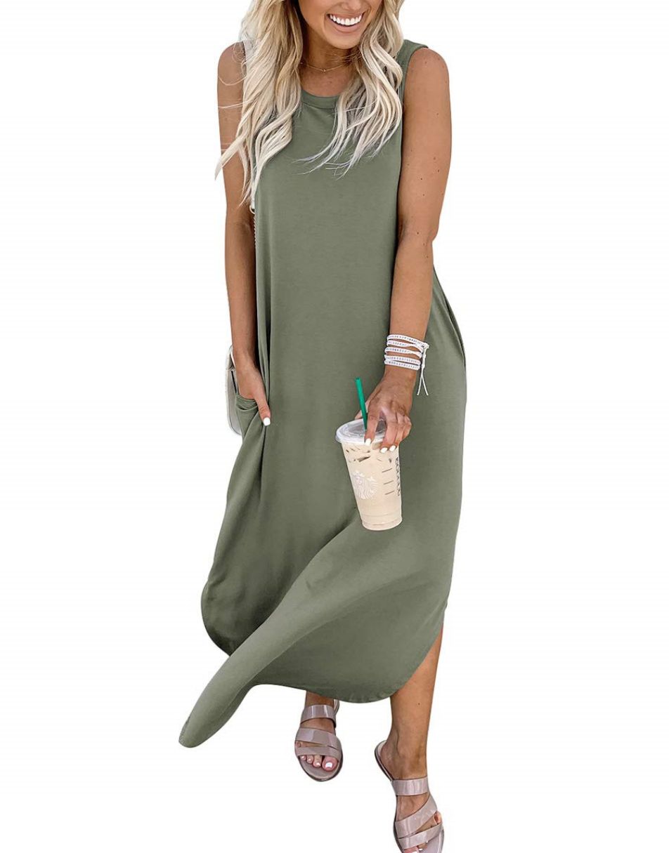 ANRABESS Women's Loose Sleeveless Maxi Beach Dress