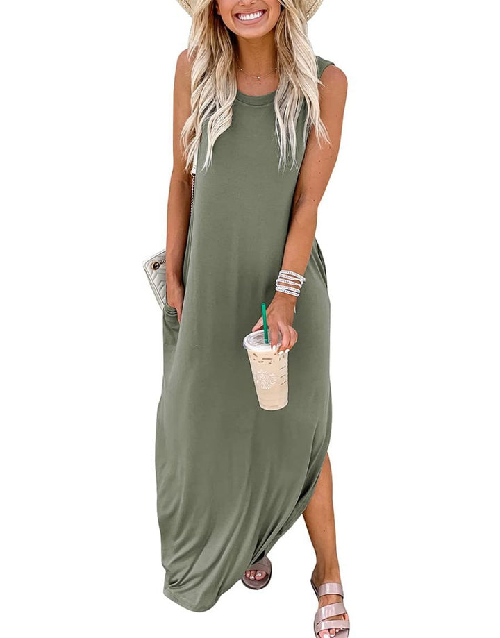 ANRABESS Women's Loose Sleeveless Maxi Beach Dress