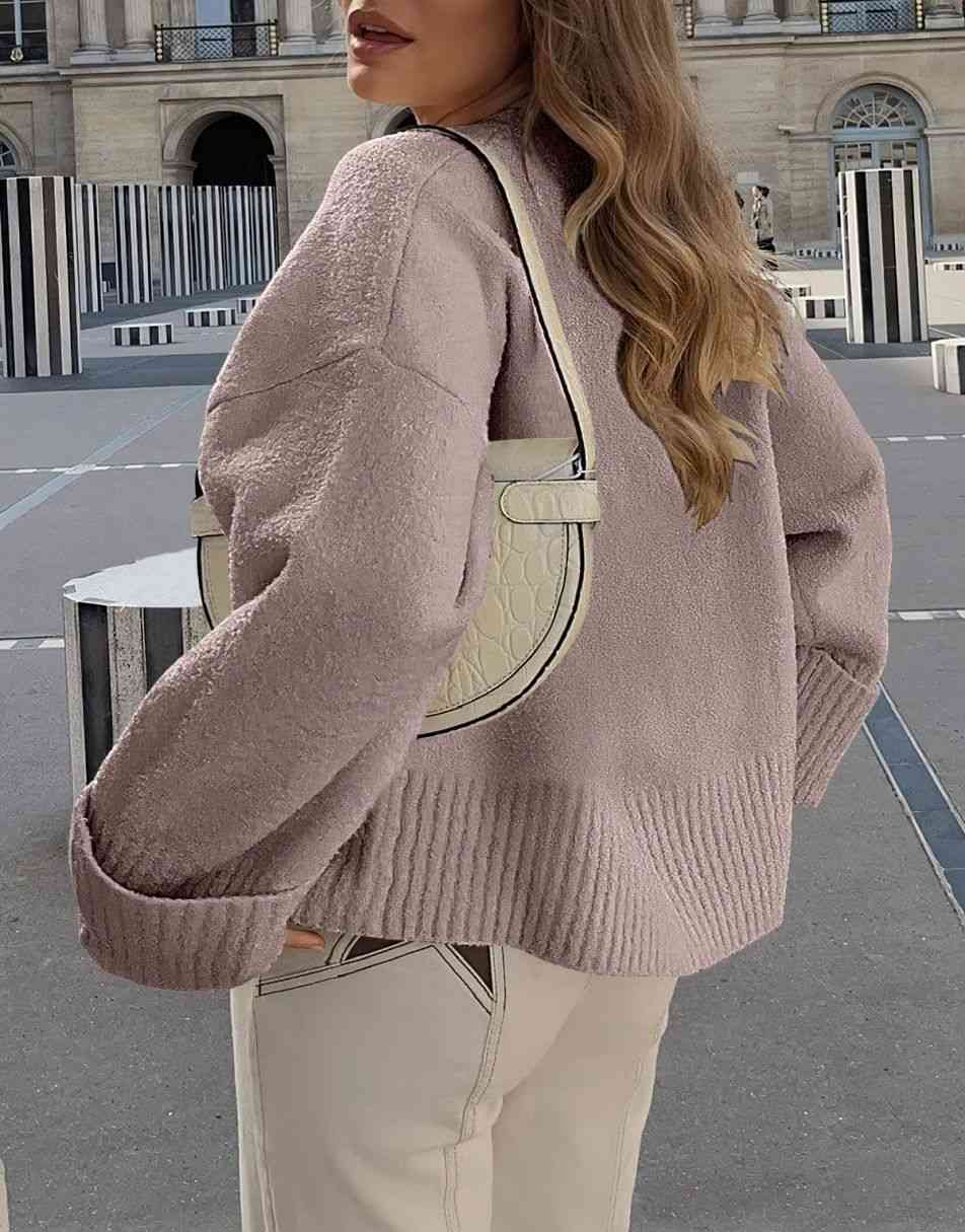 ANRABESS Crewneck Fuzzy Chunky Knit Oversized Sweater