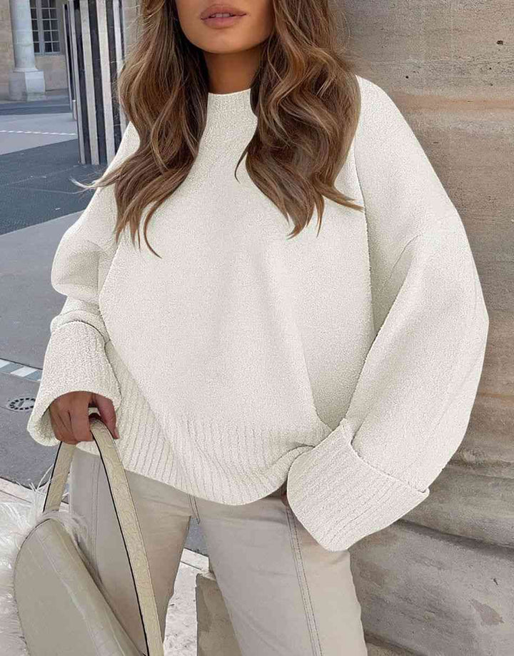 ANRABESS Crewneck Fuzzy Chunky Knit Oversized Sweater