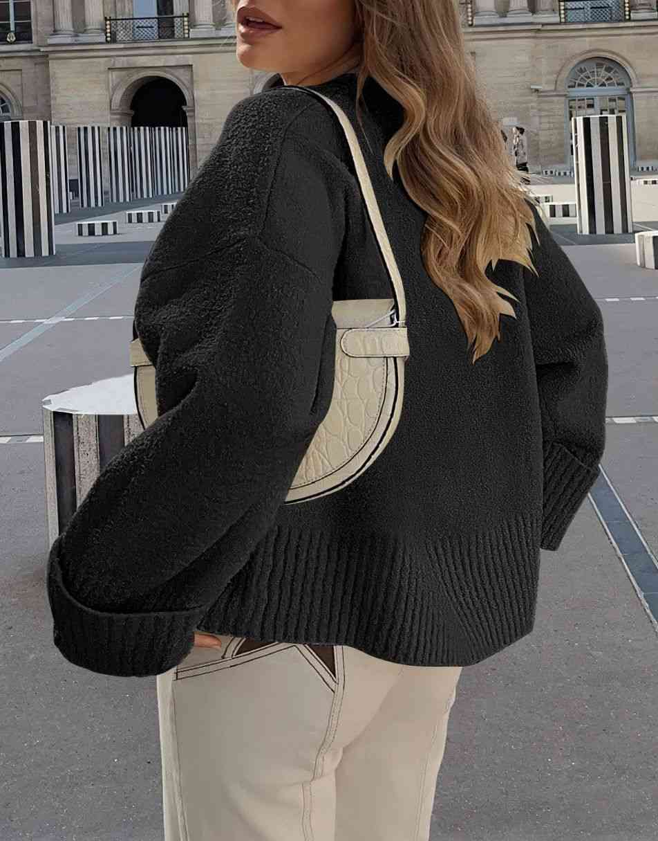 ANRABESS Crewneck Fuzzy Chunky Knit Oversized Sweater