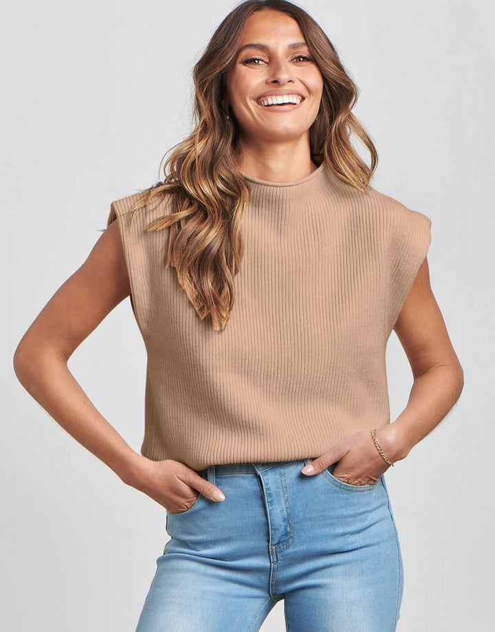 ANRABESS Women's Mock Neck Sleeveless Sweater Vest