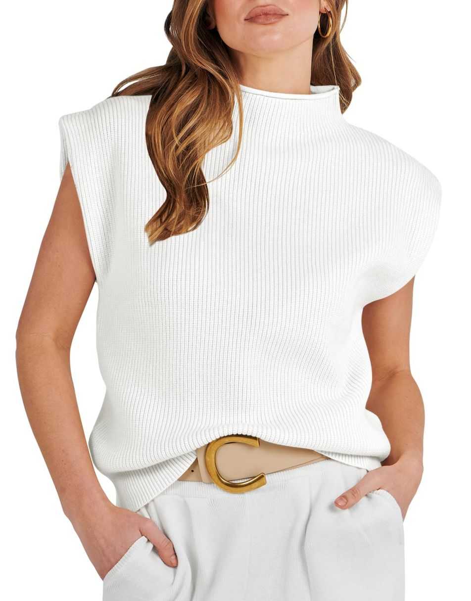 ANRABESS Women's Mock Neck Sleeveless Sweater Vest