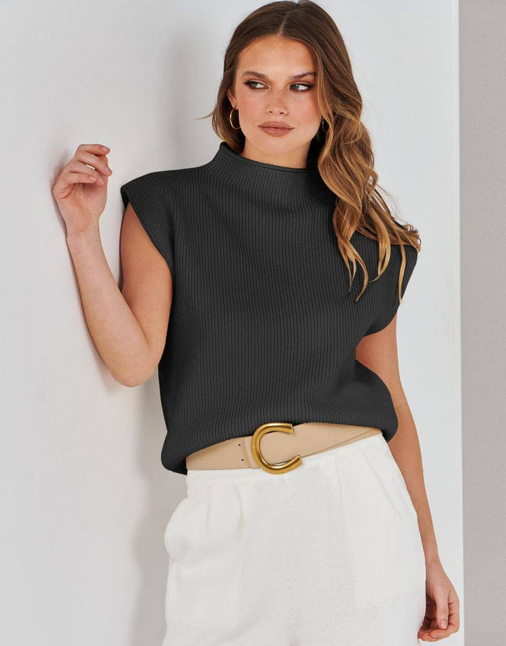 ANRABESS Women's Mock Neck Sleeveless Sweater Vest