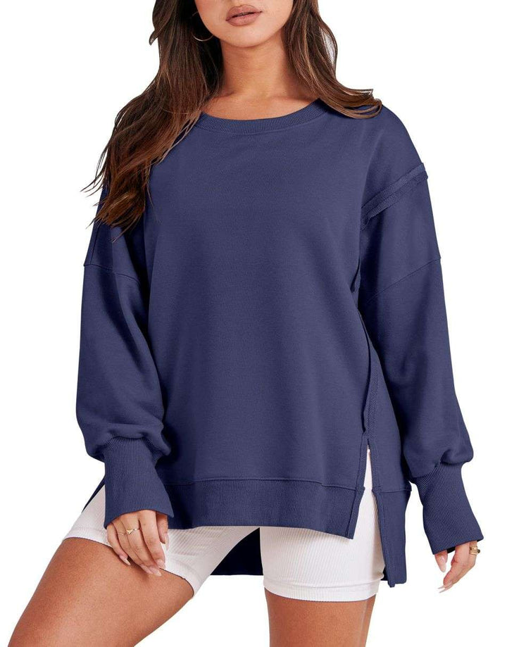 ANRABESS Women's Oversized Long Sleeve Slit Sweatshirt