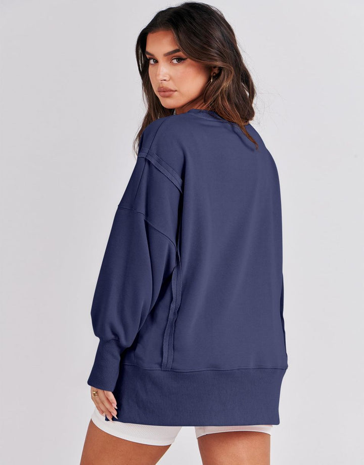 ANRABESS Women's Oversized Long Sleeve Slit Sweatshirt