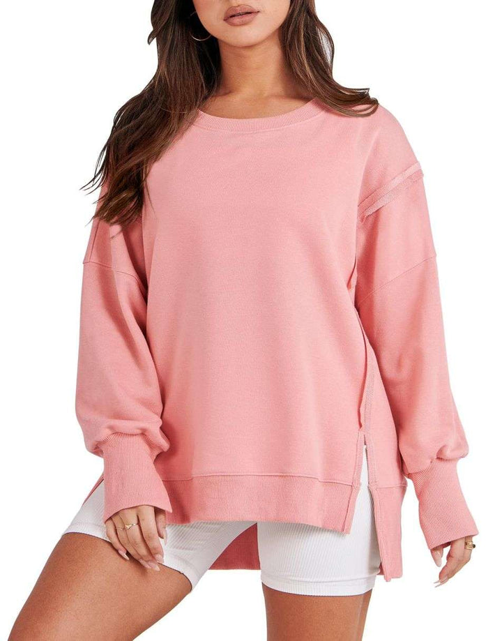 ANRABESS Women's Oversized Long Sleeve Slit Sweatshirt