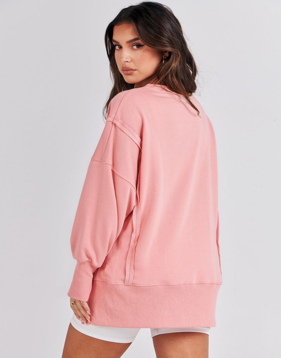 ANRABESS Women's Oversized Long Sleeve Slit Sweatshirt