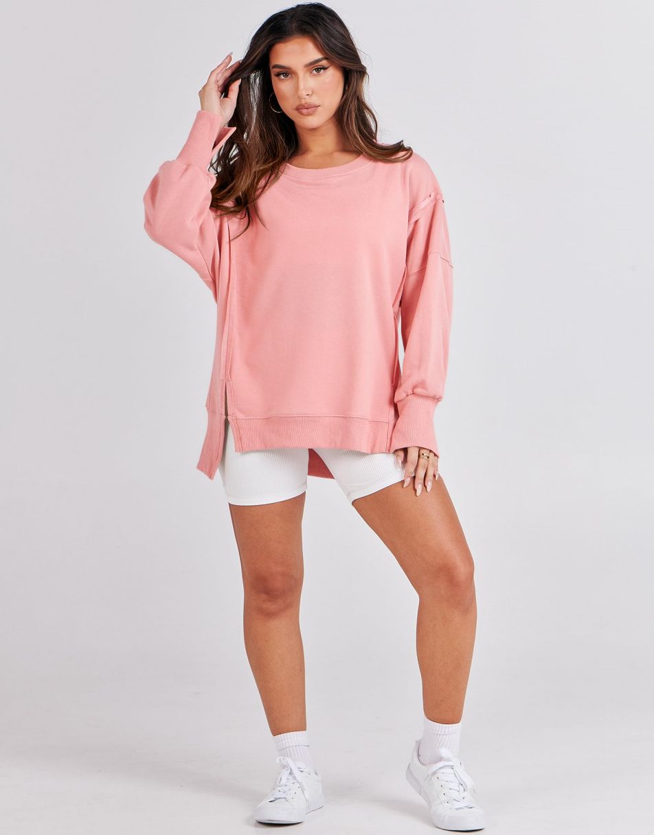 ANRABESS Women's Oversized Long Sleeve Slit Sweatshirt
