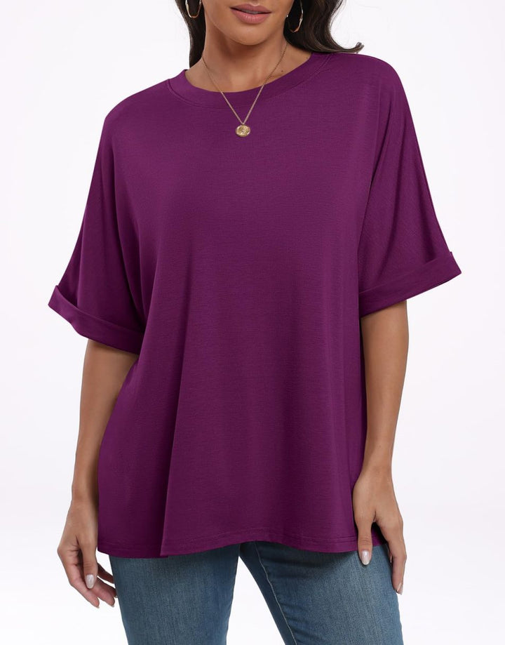ANRABESS Womens Tops Oversized T Shirts for Women Short Sleeve Crewneck Casual Loose Basic Tee Shirt Trendy Summer Fashion Clothes