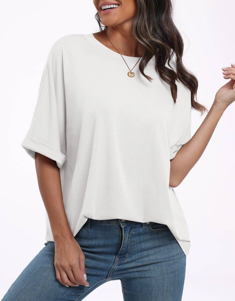 ANRABESS Womens Tops Oversized T Shirts for Women Short Sleeve Crewneck Casual Loose Basic Tee Shirt Trendy Summer Fashion Clothes