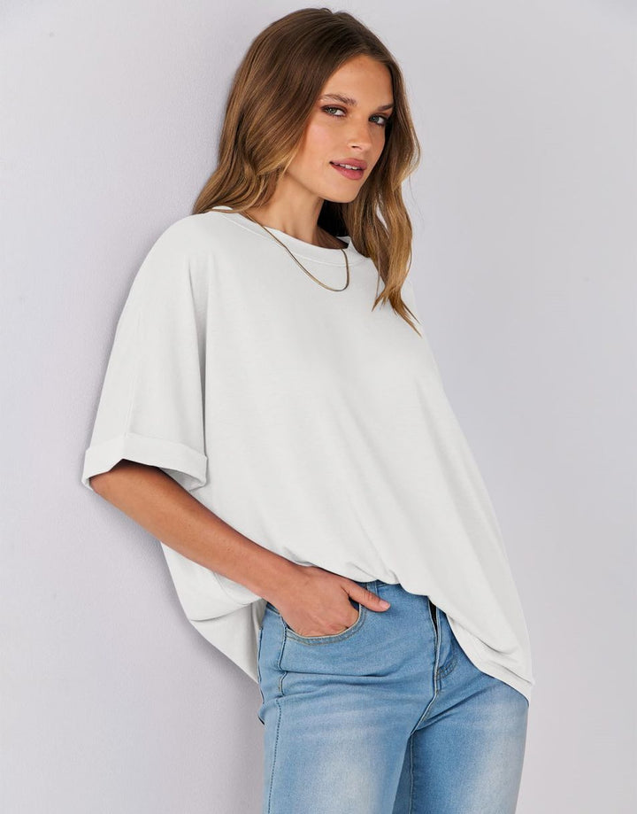 ANRABESS Womens Tops Oversized T Shirts for Women Short Sleeve Crewneck Casual Loose Basic Tee Shirt Trendy Summer Fashion Clothes