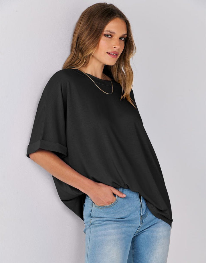 ANRABESS Womens Tops Oversized T Shirts for Women Short Sleeve Crewneck Casual Loose Basic Tee Shirt Trendy Summer Fashion Clothes