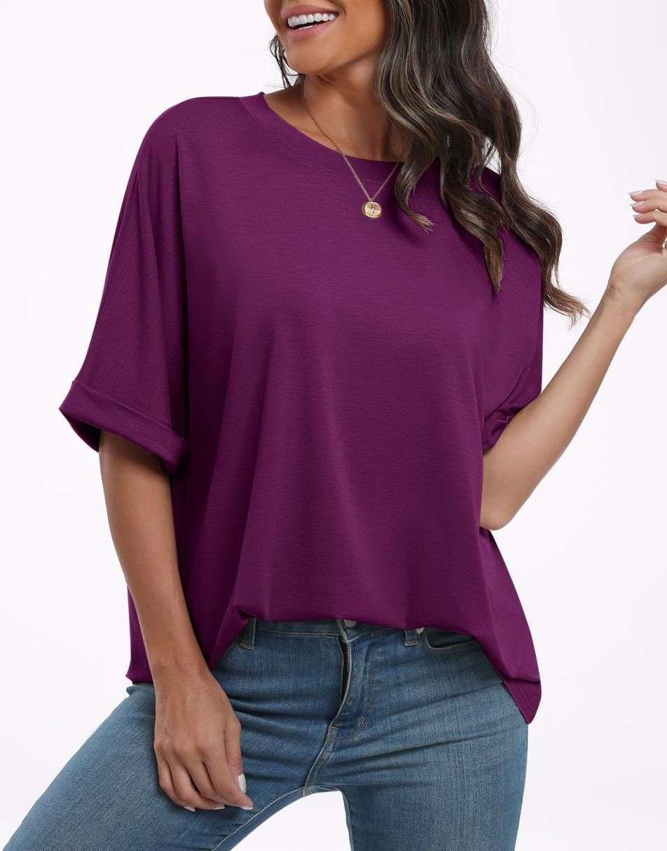 ANRABESS Womens Tops Oversized T Shirts for Women Short Sleeve Crewneck Casual Loose Basic Tee Shirt Trendy Summer Fashion Clothes