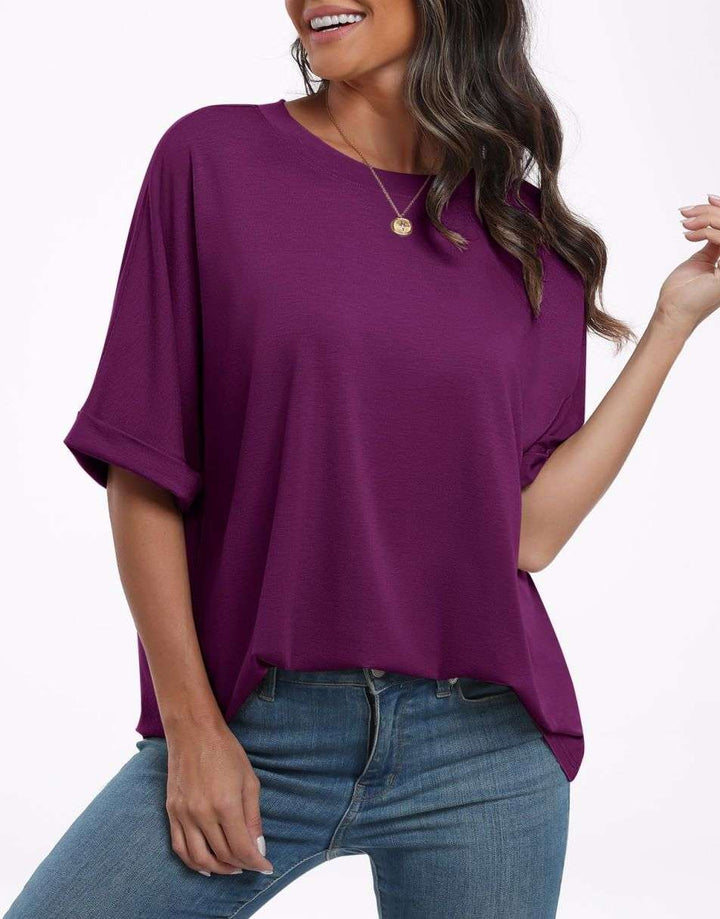 ANRABESS Womens Tops Oversized T Shirts for Women Short Sleeve Crewneck Casual Loose Basic Tee Shirt Trendy Summer Fashion Clothes