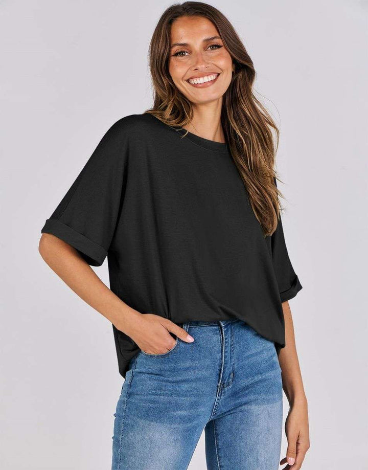 ANRABESS Womens Tops Oversized T Shirts for Women Short Sleeve Crewneck Casual Loose Basic Tee Shirt Trendy Summer Fashion Clothes