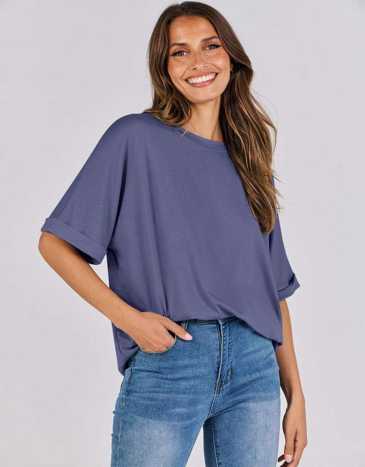 ANRABESS Womens Tops Oversized T Shirts for Women Short Sleeve Crewneck Casual Loose Basic Tee Shirt Trendy Summer Fashion Clothes
