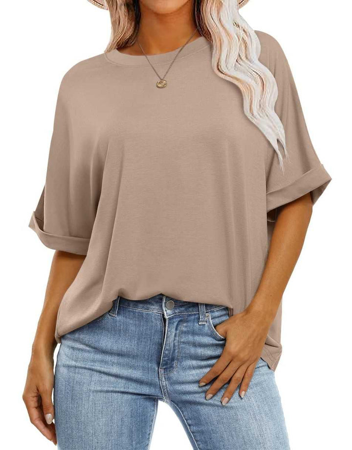 ANRABESS Womens Tops Oversized T Shirts for Women Short Sleeve Crewneck Casual Loose Basic Tee Shirt Trendy Summer Fashion Clothes