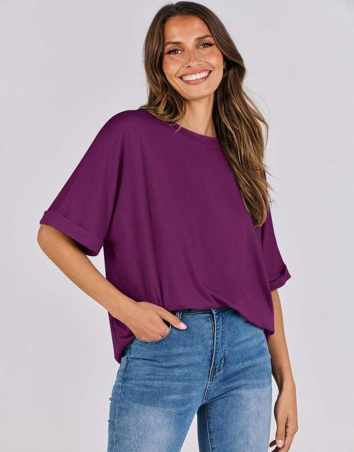 ANRABESS Womens Tops Oversized T Shirts for Women Short Sleeve Crewneck Casual Loose Basic Tee Shirt Trendy Summer Fashion Clothes