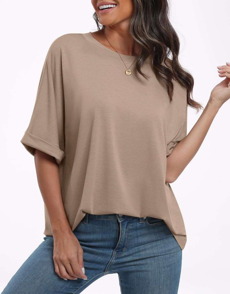ANRABESS Womens Tops Oversized T Shirts for Women Short Sleeve Crewneck Casual Loose Basic Tee Shirt Trendy Summer Fashion Clothes