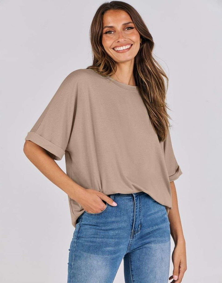ANRABESS Womens Tops Oversized T Shirts for Women Short Sleeve Crewneck Casual Loose Basic Tee Shirt Trendy Summer Fashion Clothes