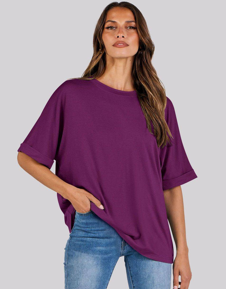 ANRABESS Womens Tops Oversized T Shirts for Women Short Sleeve Crewneck Casual Loose Basic Tee Shirt Trendy Summer Fashion Clothes
