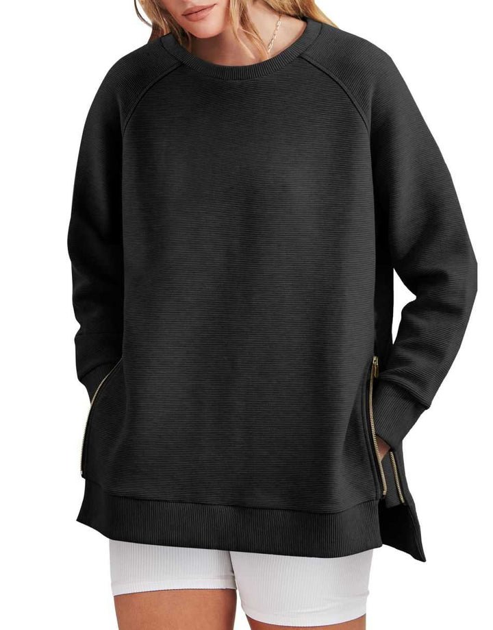 ANRABESS Women's Oversized Side Zipper Tunic Hoodie