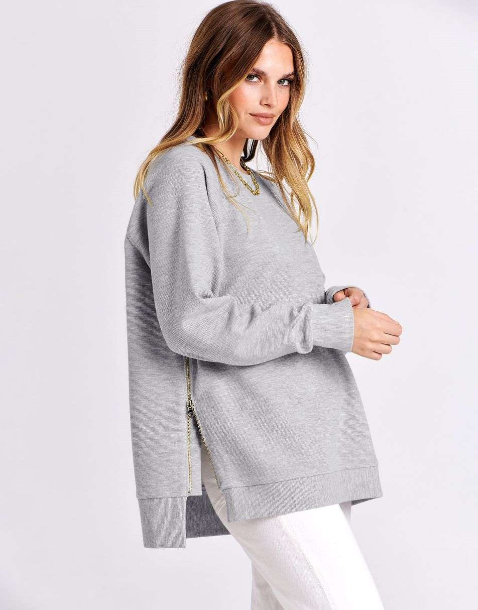 ANRABESS Women's Oversized Side Zipper Tunic Hoodie