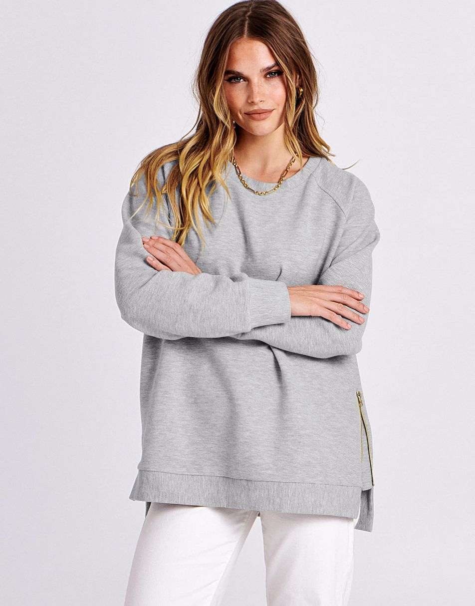 ANRABESS Women's Oversized Side Zipper Tunic Hoodie