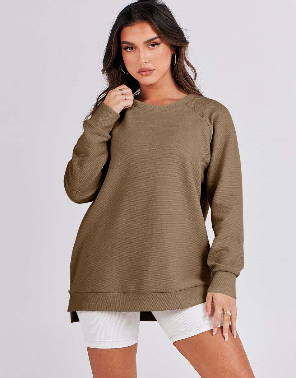 ANRABESS Women's Oversized Side Zipper Tunic Hoodie
