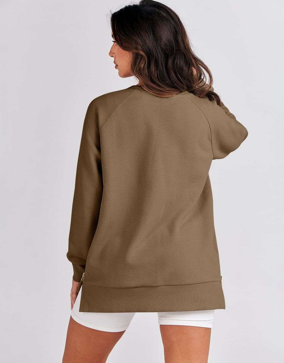 ANRABESS Women's Oversized Side Zipper Tunic Hoodie