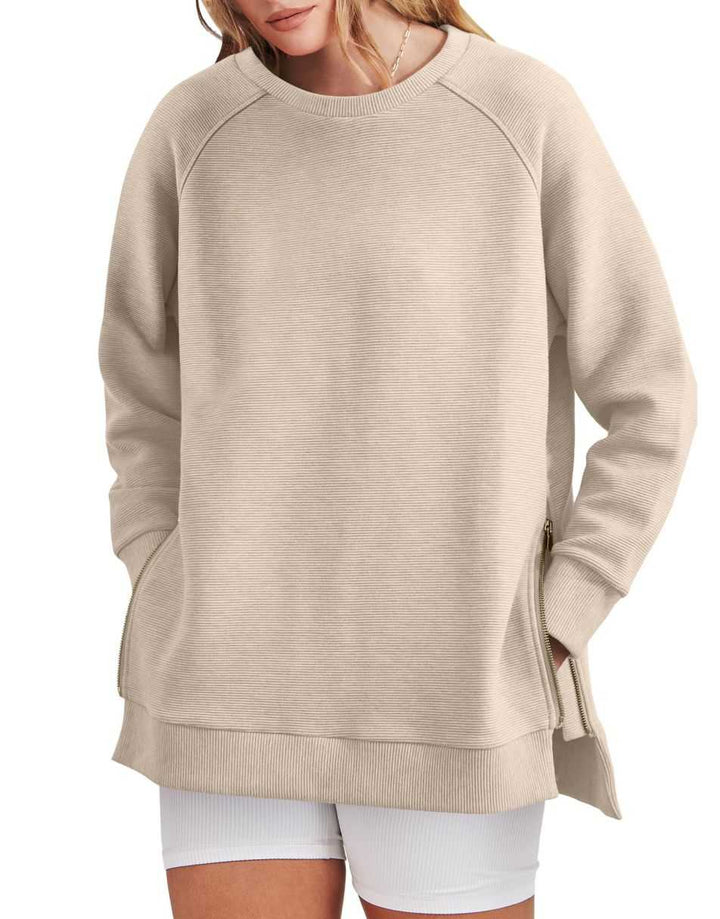 ANRABESS Women's Oversized Side Zipper Tunic Hoodie