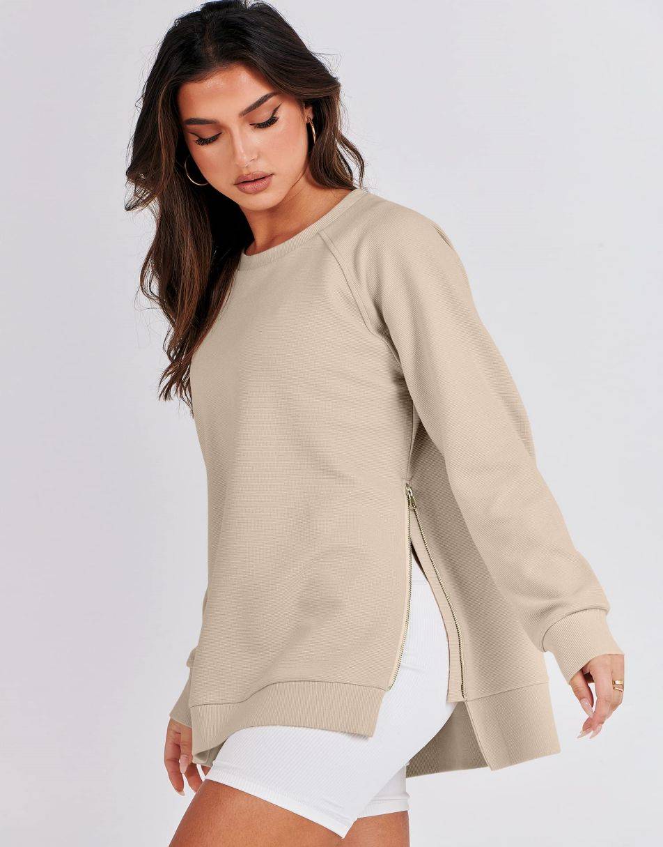 ANRABESS Women's Oversized Side Zipper Tunic Hoodie