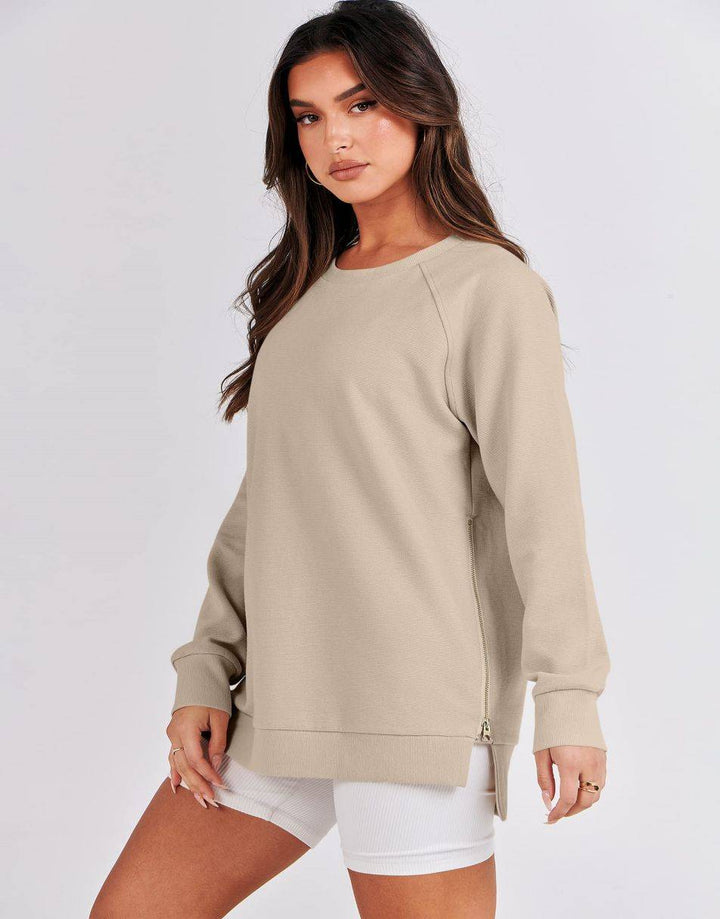ANRABESS Women's Oversized Side Zipper Tunic Hoodie