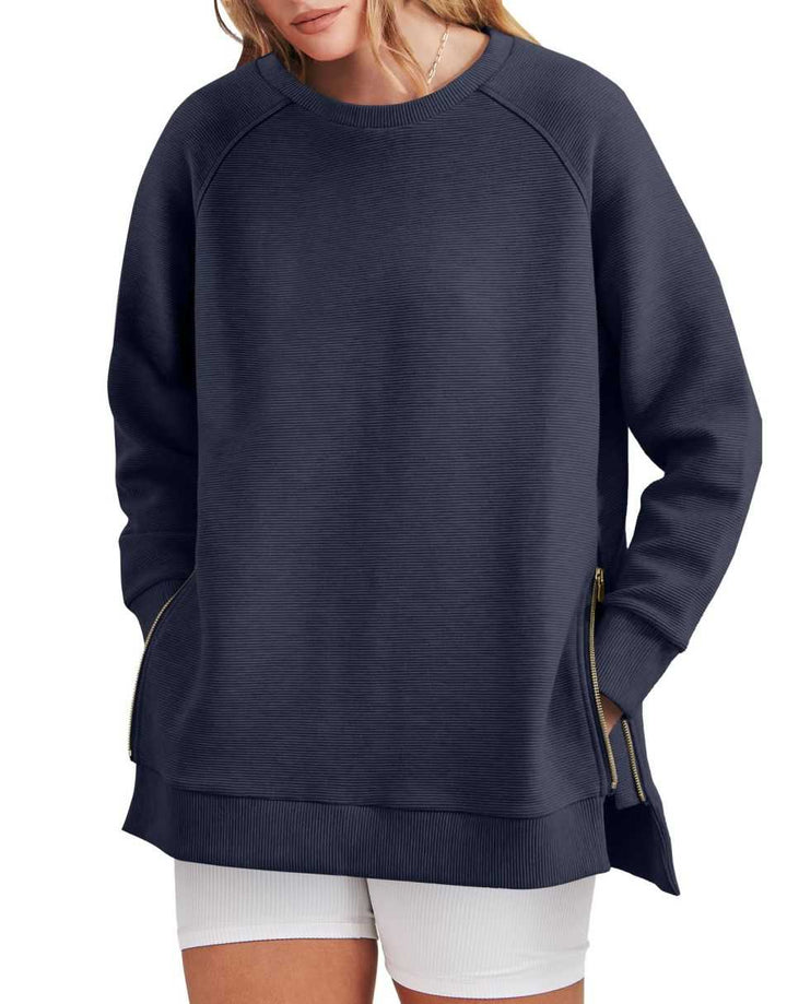 ANRABESS Women's Oversized Side Zipper Tunic Hoodie