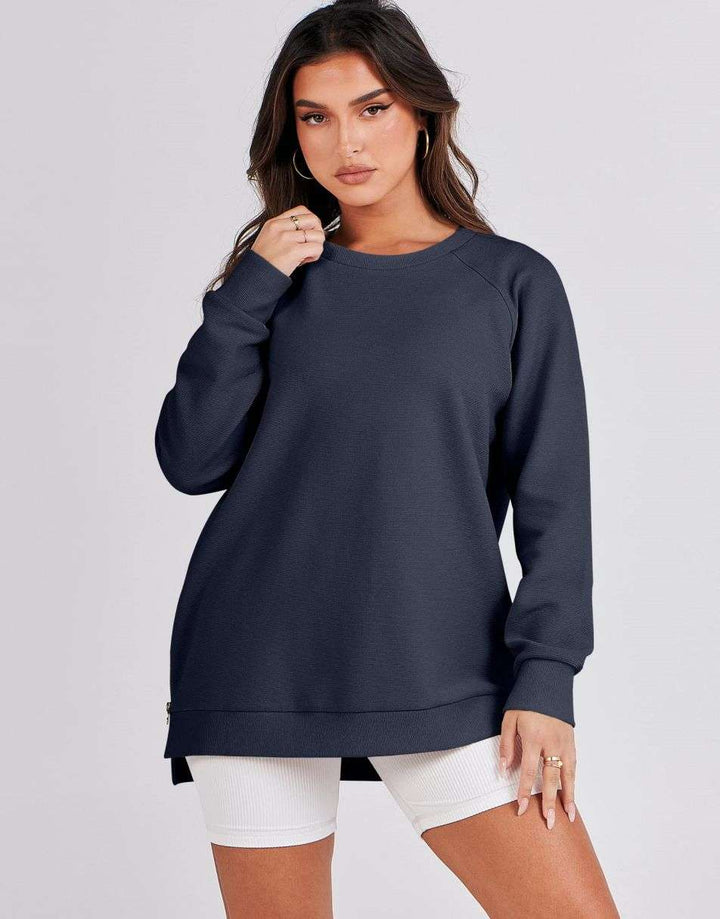 ANRABESS Women's Oversized Side Zipper Tunic Hoodie