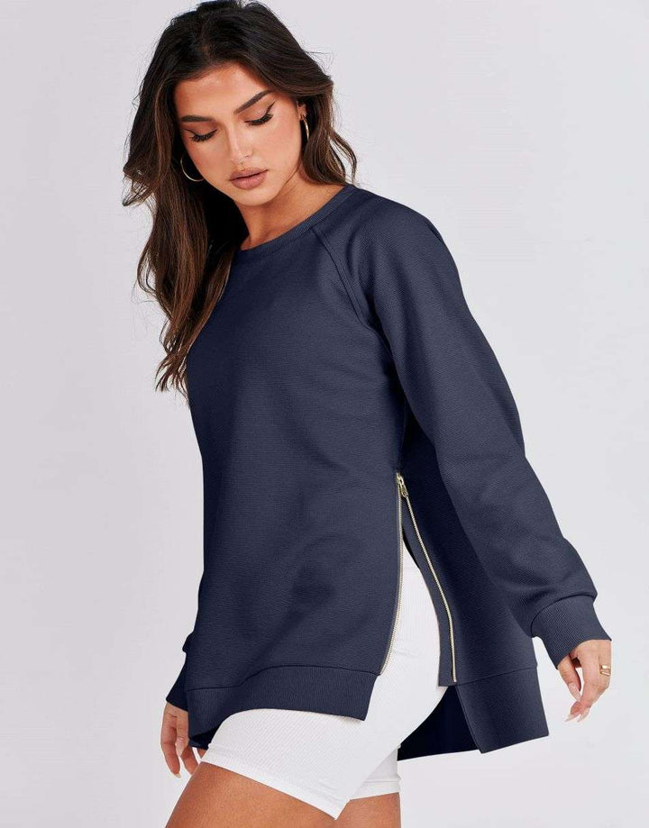 ANRABESS Women's Oversized Side Zipper Tunic Hoodie