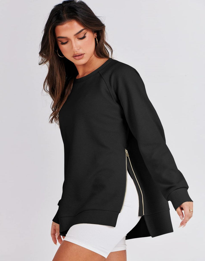 ANRABESS Women's Oversized Side Zipper Tunic Hoodie