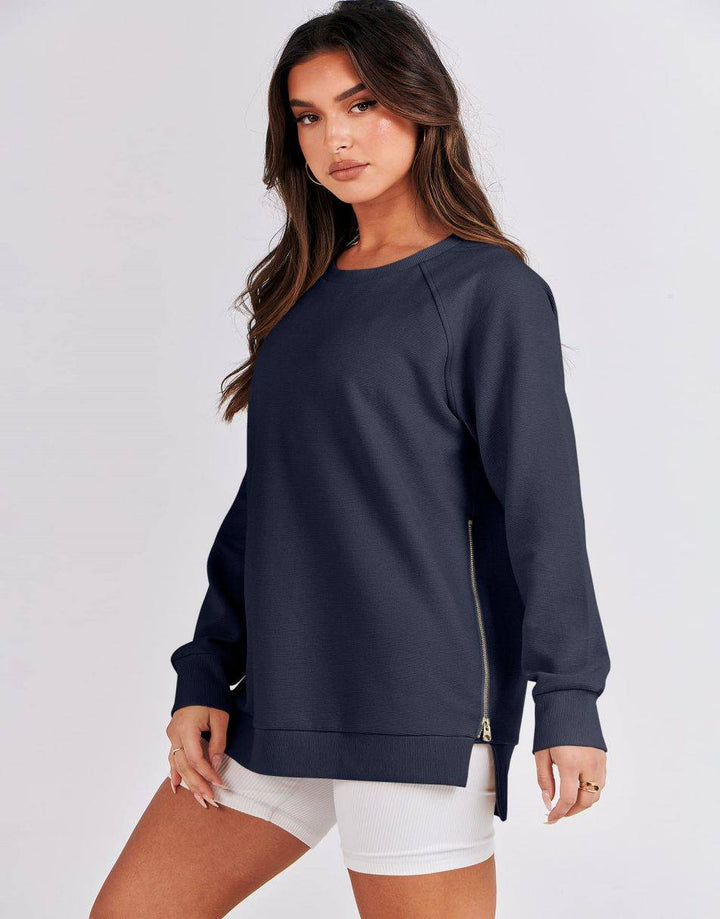 ANRABESS Women's Oversized Side Zipper Tunic Hoodie