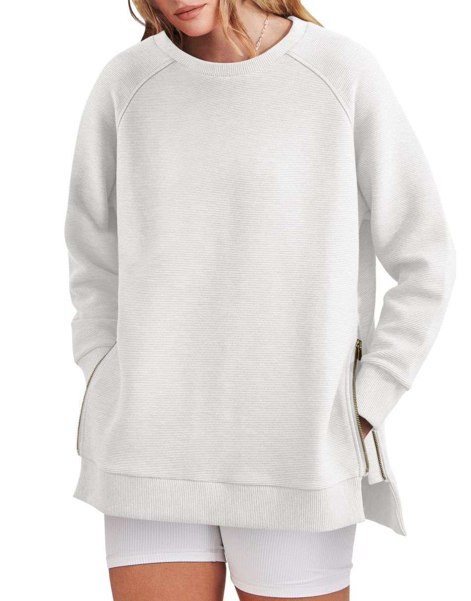 ANRABESS Women's Oversized Side Zipper Tunic Hoodie