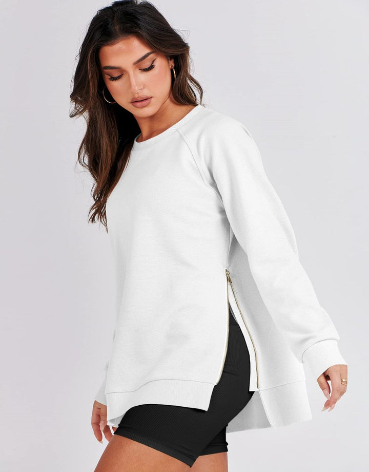 ANRABESS Women's Oversized Side Zipper Tunic Hoodie